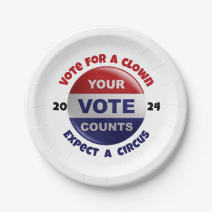 Prato De Papel Citação Política Engraçada Livro Branco Azul Placa