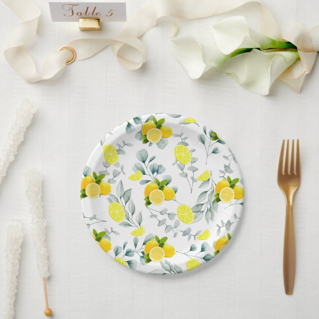 Prato De Papel Citrinos tropicais, Verão fresco, Tripa de limão d (Casamento)