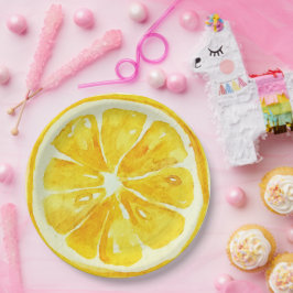 Prato De Papel Citros impermeáveis Festas de aniversário amarelas