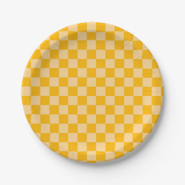 Prato De Papel Citrus cream checkered board pattern