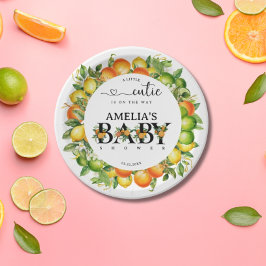 Prato De Papel Citrus Little Cutie Orange Floral Verde