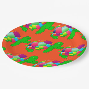 Prato De Papel CKC Lil Glass Turtle, Placas De Papel Laranja