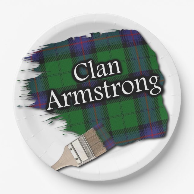 Prato De Papel Clan Armstrong Scottish Tartan Paint Brush (Frente)
