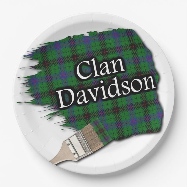 Prato De Papel Clan Davidson Scottish Tartan Paint Brush (Frente)