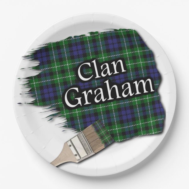 Prato De Papel Clan Graham Scottish Tartan Paint Brush (Frente)