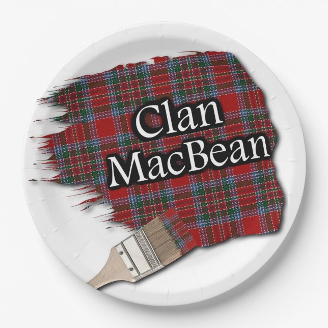 Prato De Papel Clan MacBean Scottish Tartan Paint Brush (Frente)