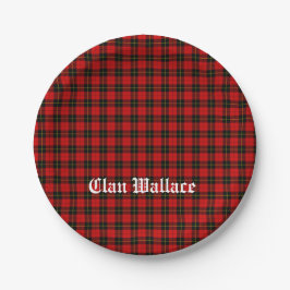 Prato De Papel Clan Wallace Tartan e Texto