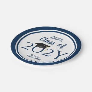 Prato De Papel Class of 2023 Elegant Navy Blue Graduation Party