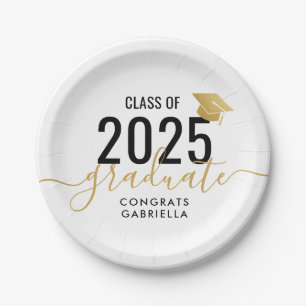 Prato De Papel Class of 2023 Modern Gold and Black Graduation