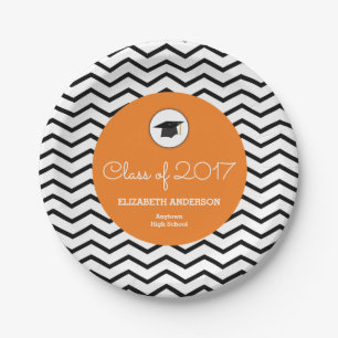 Prato De Papel Classe alaranjada de graduação personalizada 201