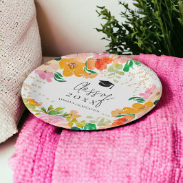 Prato De Papel Classe botânica floral Dourada de brilho