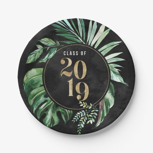 Prato De Papel Classe de 2019 Folha de Papel Verde Monstera (Frente)