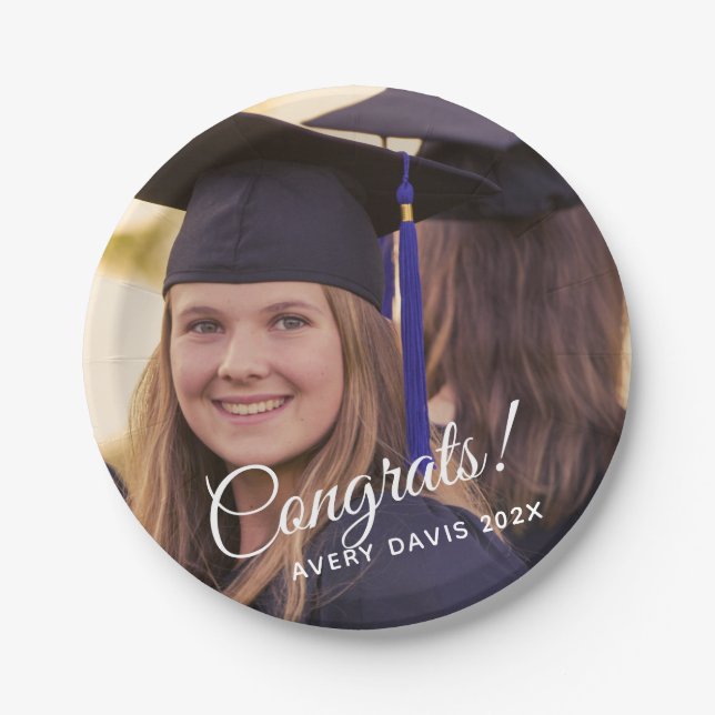 Prato De Papel Classe de ano de fotos de graduação de 2024 (Frente)