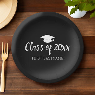 Prato De Papel Classe de ano e nome - preto pode alterar a cor