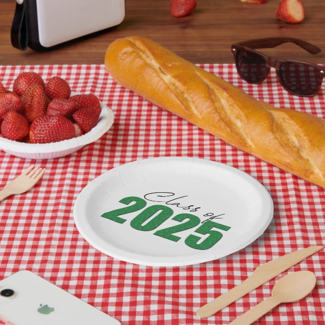 Prato De Papel Classe de brilho verde de 2025 (Piquenique)