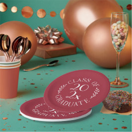 Prato De Papel Classe De Festa de formatura Branca De Burgundy Ch