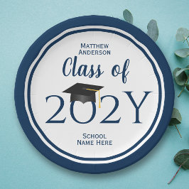 Prato De Papel Classe de Marinho azul Elegante 2021
