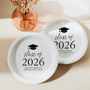 Prato De Papel Classe Moderna de Graduação de Script Preto 2025