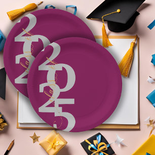 Prato De Papel Classe Vermelha Elegante de Festa de formatura de 