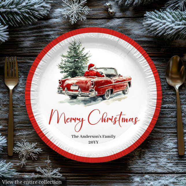 Prato De Papel Classic Santa Claus Script Font Festive Dinner  (Classic Santa Claus Script Font Festive Dinner Plate

)