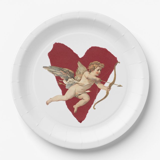 Prato De Papel Classical Cupid Romantic Modern Wedding Elegant  (Frente)
