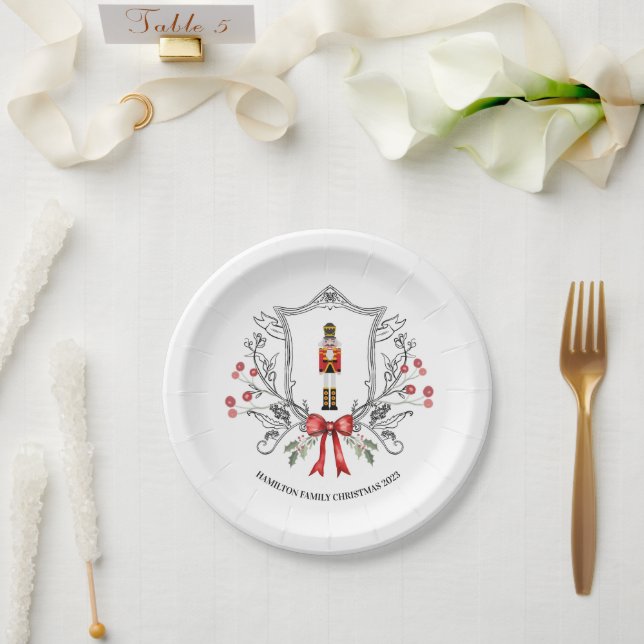 Prato De Papel Clássico Crest Nutcracker (Casamento)