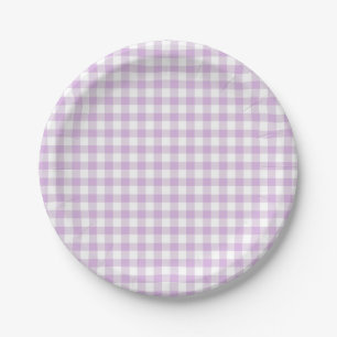 Prato De Papel Clássico Gingham Soft Lilac