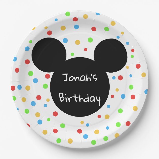 Prato De Papel Clássico temático do aniversário dos miúdos (Frente)