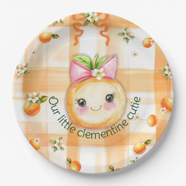 Prato de papel clementina fofa 9" (Frente)