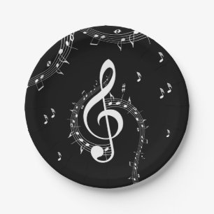 Prato De Papel Climacic G Clef Music Black