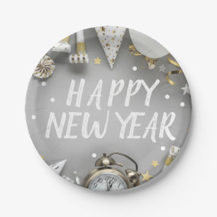 Prato De Papel Clipart de Festa de Ano Novo Dourado