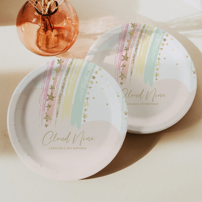Prato De Papel Cloud Nine Birthday (Criador carregado)