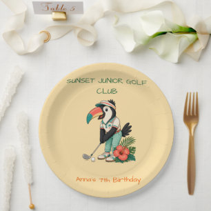 Prato De Papel Clube de Golfe Infantil Personalizado Retro Tucano