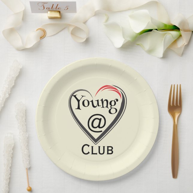 Prato de Papel Clube Jovem no Coração (Casamento)