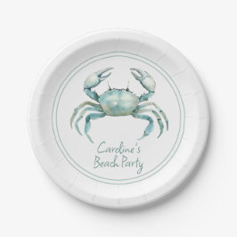 Prato De Papel Coastal Watercolor Crab Personalized