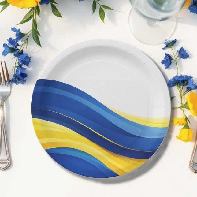 Prato De Papel Cobalt Blue and Yellow  (Cobalt Blue and Lemon Yellow Paper Plates )