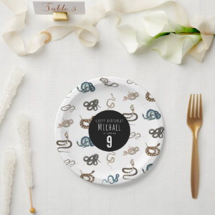 Prato De Papel Cobras Coloridas Festa de aniversário de répteis