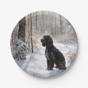 Prato De Papel Cocker Spaniel Deixe Nevar Natal