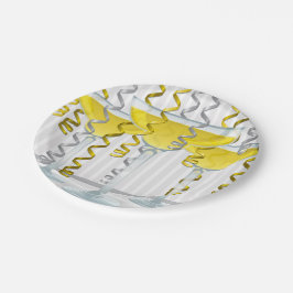 Prato De Papel cocktail amarelo e fita