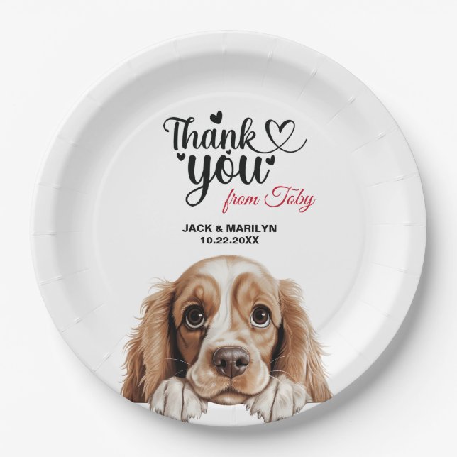 Prato De Papel Cocktail de casamento de cão Cocker Spaniel Americ (Frente)