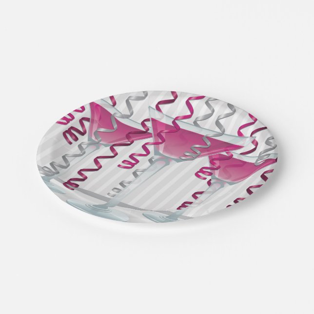 Prato De Papel cocktail e fita cor-de-rosa (Inclinado)