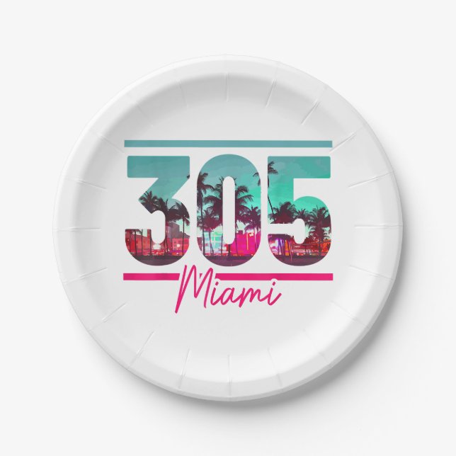 Prato De Papel Código de Área de Miami 305 - Prítico de Palmeiras (Frente)