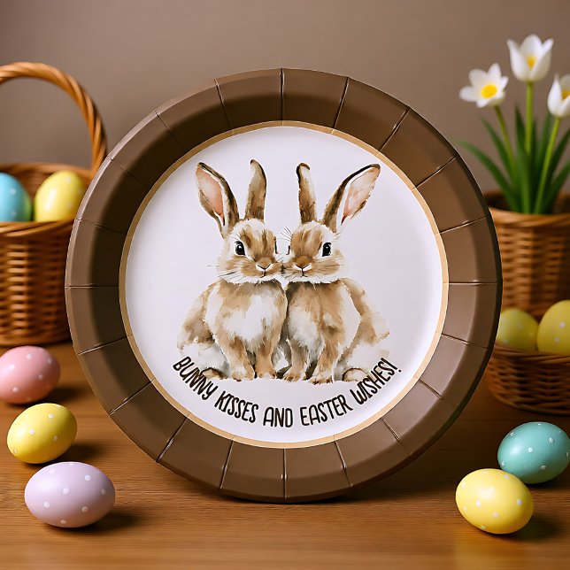 Prato De Papel Coelhinho 🐰 água personalizável (Customizable 🐰watercolor Bunny Paper Plates)