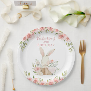 Prato De Papel Coelhinho Rosa Bonito 2 Dois Segundo Aniversário
