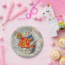 Prato De Papel Coelho Branco Corta Alice Clássica