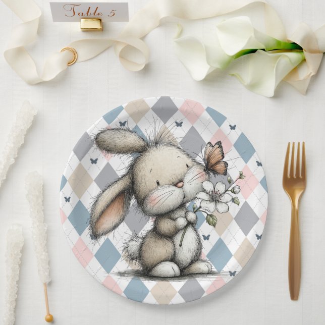 Prato De Papel Coelho Caprichoso de Primavera (Casamento)