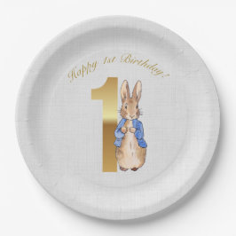 Prato De Papel Coelho clássico coelho primeiro aniversário