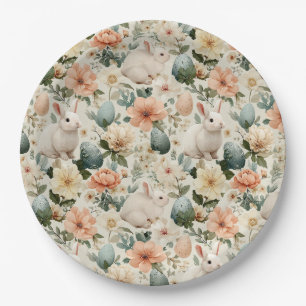 Prato De Papel Coelho de Páscoa Floral Vintage (10)