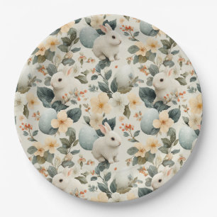 Prato De Papel Coelho de Páscoa Floral Vintage (6)