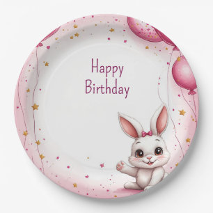 Prato De Papel Coelho Fofo Rosa Bebê 🐰
